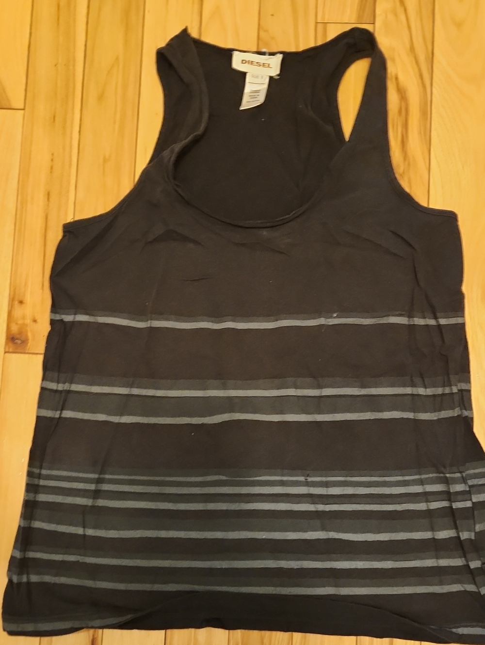 Diesel Black and Gray Striped Racerback Tank
